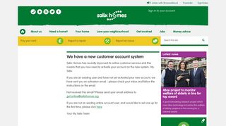 We have a new customer account system | Salix Homes