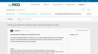 Having problems adding amex and barclays to mint - myFICO® Forums ...