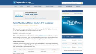 SallieMae Bank Money Market APY Increased - Deposit Accounts