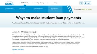 Ways to make Student Loan Payments | Sallie Mae
