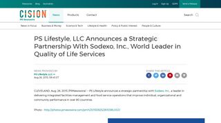 PS Lifestyle, LLC Announces a Strategic Partnership With Sodexo, Inc ...