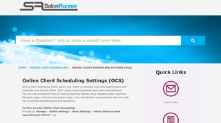 SalonRunner | Online Client Scheduling Settings (OCS)