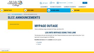 MyPage Outage | SLCC