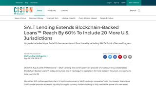 SALT Lending Extends Blockchain-Backed Loans™ Reach By 60 ...