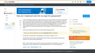 How do I implement salt into my login for passwords? - Stack Overflow