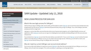 SAM Update - Updated July 11, 2018 | GSA