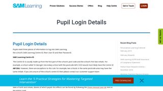 Pupil Login Details - SAM Learning