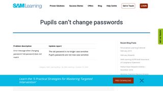 Pupils can't change passwords - SAM Learning