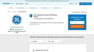 Top 1,395 Reviews and Complaints about GE Capital (formerly GE ...