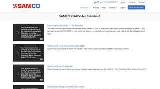 SAMCO STAR - Back Office System Video Tutorials