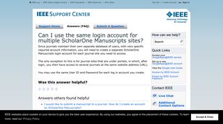Can I use the same login account for multiple ScholarOne Manuscripts ...