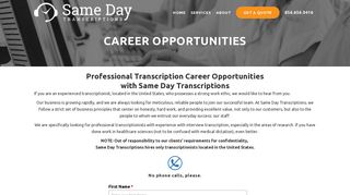 Career Opportunities - Same Day Transcriptions