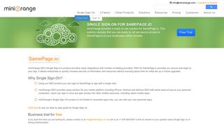 Single Sign On(SSO) solution for SamePage.io - miniOrange
