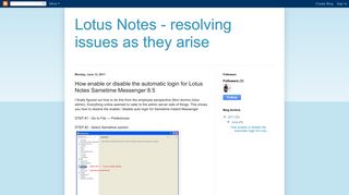 How enable or disable the automatic login for Lotus Notes Sametime ...