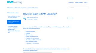 How do I log in to SAM Learning? – SAM Learning