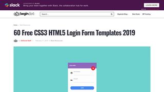 60 Free CSS3 HTML5 Login Form Templates 2018 - BeginDot