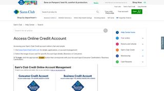 Access Online Credit Account - Sam's Club