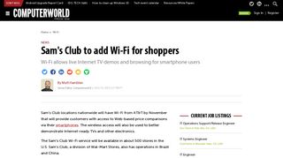 Sam's Club to add Wi-Fi for shoppers | Computerworld