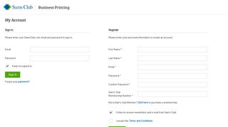 Login or Sign up for an Account | Sam's Club Business Printing