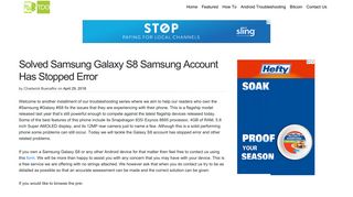 Solved Samsung Galaxy S8 Samsung Account Has Stopped Error