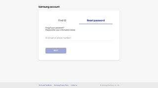 Reset Password - Samsung account