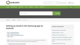 Setting up email in the Samsung app on Android – Support | One.com