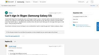 Can't sign in Skype (Samsung Galaxy S3) - Microsoft Community