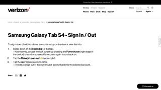 Samsung Galaxy Tab S4 - Sign In / Out | Verizon Wireless
