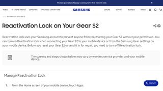 Reactivation Lock on Your Gear S2 - Samsung