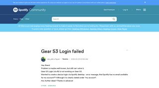Gear S3 Login failed - The Spotify Community