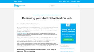 Removing your Android activation lock – Ting Help Center