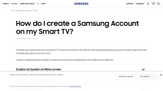 How do I create a Samsung Account on my Smart TV? | Samsung ...