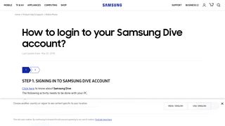How to login to your Samsung Dive account? | Samsung Support India