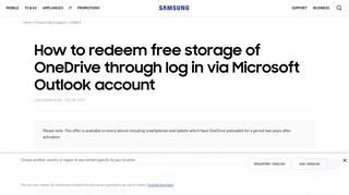 How to redeem free storage of OneDrive through log in via ... - Samsung