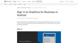 Sign in to OneDrive for Business in Android - OneDrive - Office Support