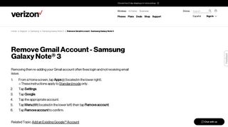 Remove Gmail Account - Samsung Galaxy Note 3 | Verizon Wireless