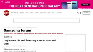 Log in smart tv and Samsung account does not work - Forums - CNET
