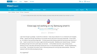 Crave app not working on my Samsung smart tv | Shaw Support - Shaw ...
