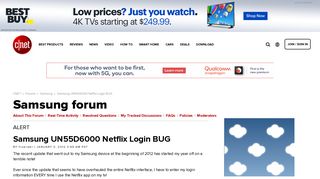 Samsung UN55D6000 Netflix Login BUG - Forums - CNET