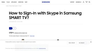 How to Sign-In with Skype in Samsung SMART TV? | Samsung ...