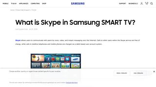 What is Skype in Samsung SMART TV? | Samsung Support India