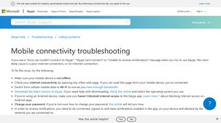 Mobile connectivity troubleshooting | Skype Support