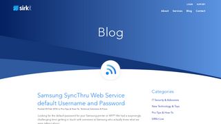 Samsung SyncThru Web Service default Username and ... - SIRKit.ca