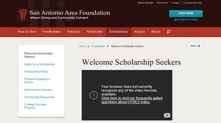 Welcome Scholarship Seekers - San Antonio Area Foundation