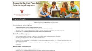 San Antonio Area Foundation Scholarship Programs - Program ...