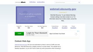 Webmail.sbcounty.gov website. Outlook Web App.