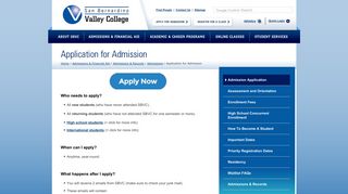 Application for Admission - San Bernardino Valley College