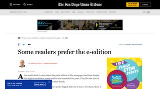Some readers prefer the e-edition - The San Diego Union-Tribune