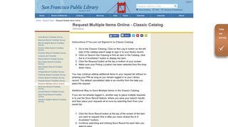 Request Multiple Items Online - Classic Catalog :: San Francisco ...