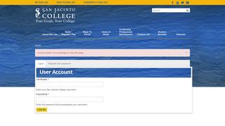 User account | San Jacinto College